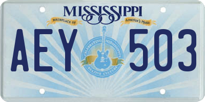 MS license plate AEY503
