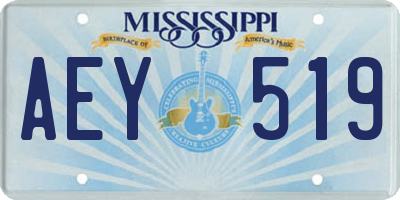 MS license plate AEY519