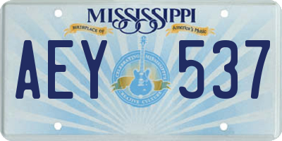 MS license plate AEY537