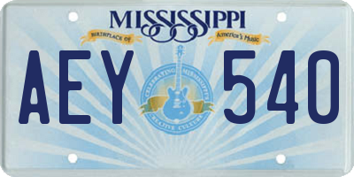 MS license plate AEY540