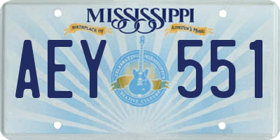 MS license plate AEY551