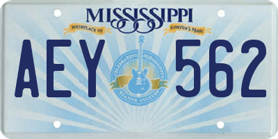 MS license plate AEY562