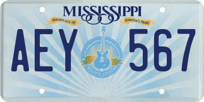 MS license plate AEY567