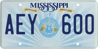 MS license plate AEY600