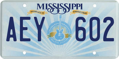 MS license plate AEY602
