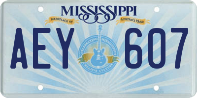 MS license plate AEY607