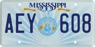 MS license plate AEY608