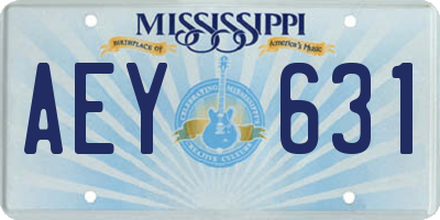 MS license plate AEY631