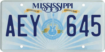 MS license plate AEY645