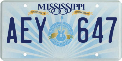 MS license plate AEY647