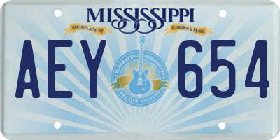MS license plate AEY654