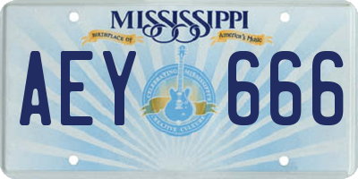 MS license plate AEY666