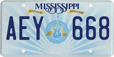 MS license plate AEY668