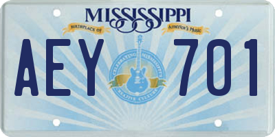 MS license plate AEY701