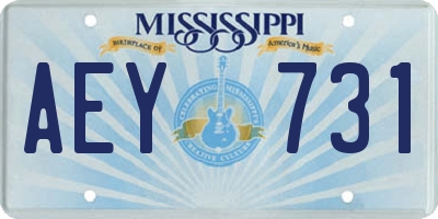MS license plate AEY731