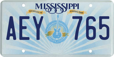 MS license plate AEY765