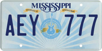 MS license plate AEY777