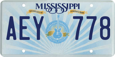 MS license plate AEY778