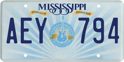 MS license plate AEY794