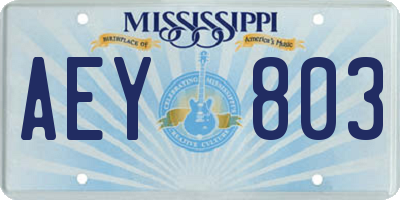 MS license plate AEY803