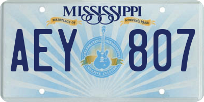 MS license plate AEY807