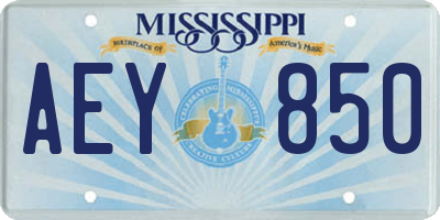 MS license plate AEY850