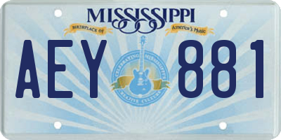 MS license plate AEY881