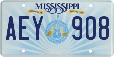 MS license plate AEY908
