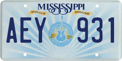 MS license plate AEY931