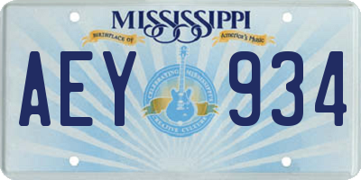 MS license plate AEY934