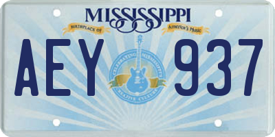 MS license plate AEY937