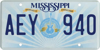 MS license plate AEY940