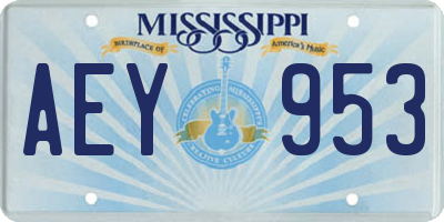 MS license plate AEY953