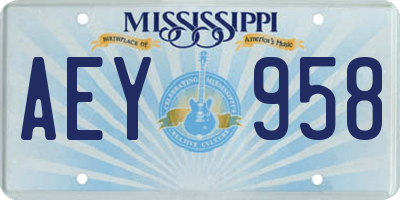MS license plate AEY958