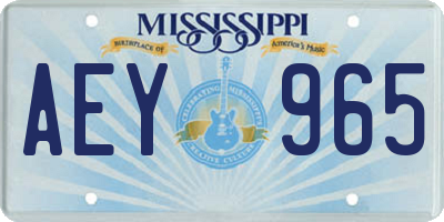 MS license plate AEY965