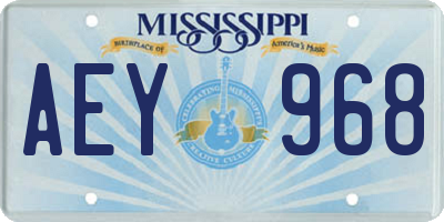 MS license plate AEY968