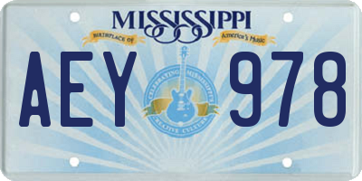 MS license plate AEY978