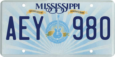 MS license plate AEY980
