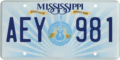MS license plate AEY981