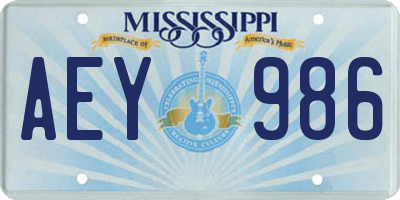MS license plate AEY986