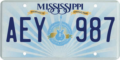 MS license plate AEY987