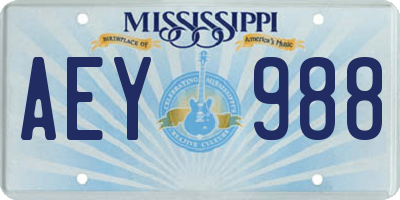 MS license plate AEY988