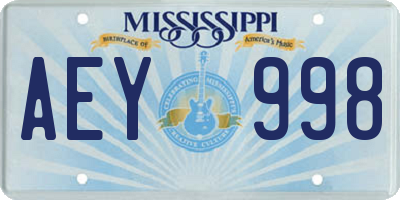 MS license plate AEY998