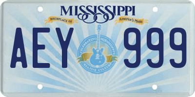 MS license plate AEY999