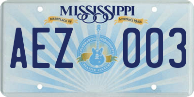 MS license plate AEZ003