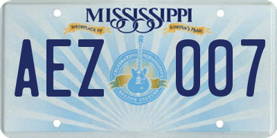 MS license plate AEZ007