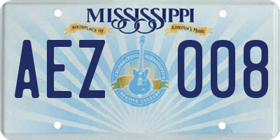 MS license plate AEZ008