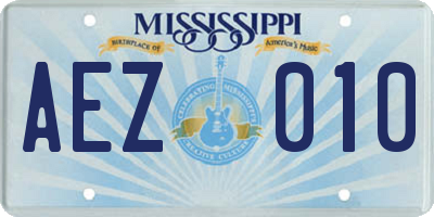 MS license plate AEZ010