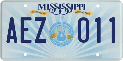 MS license plate AEZ011