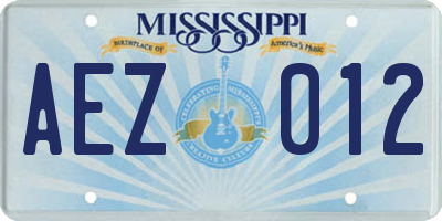 MS license plate AEZ012